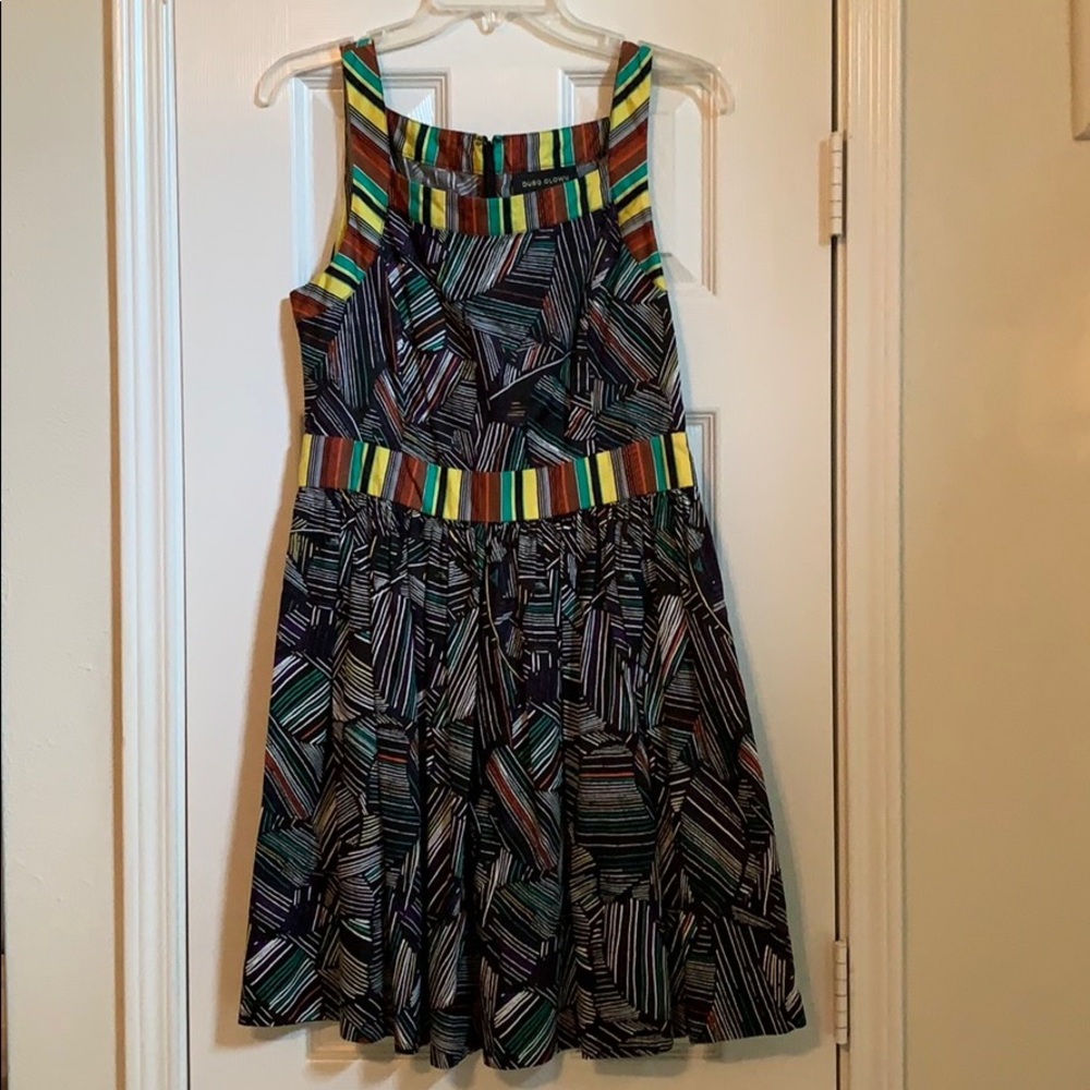 Black, Yellow, Green, and White Dress